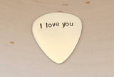 Sterling silver simple I love you guitar pick