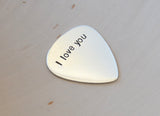 Sterling silver simple I love you guitar pick