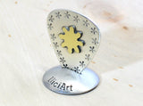 Flower Power Sterling Silver Guitar Pick with Brass Flower