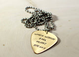When words fail music speaks 14K yellow gold guitar pick pendant