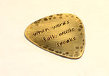 Rustic When Words Fail Music Speaks Brass Guitar Pick