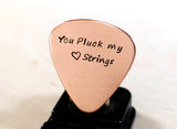 Copper guitar pick with you pluck my heart strings