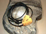 You rock my world copper guitar pick leather wrap bracelet