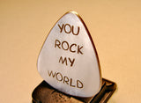 Guitar Pick Handmade from Aluminum with You Rock