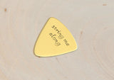 String me Along Triangular Brass Guitar Pick