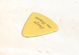 String me Along Triangular Brass Guitar Pick