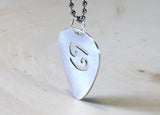 Zodiac guitar pick pendant in aluminum with personalized horoscope sign