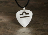 Aluminum guitar pick necklace with personalized zodiac cut out