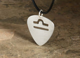 Aluminum guitar pick necklace with personalized zodiac cut out
