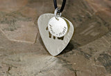 Personalized Zodiac Sterling Silver Guitar Pick with Disc Charm Necklace