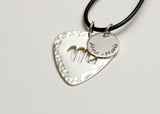 Personalized Zodiac Sterling Silver Guitar Pick with Disc Charm Necklace