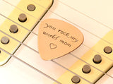 You Rock my World Copper Guitar Pick with Fancy Lettering