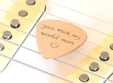 You Rock my World Copper Guitar Pick with Fancy Lettering
